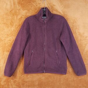 TNA ARITZIA Womens Jacket XS Burgundy Zip Up Sherpa Plush Cozy TEDDY